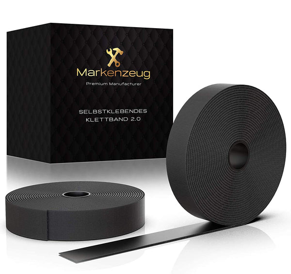 MARKENZEUG© Premium Velcro self -adhesive extra strong black 8 meters - Velcro fastener double -sided I Velcro Band 20mm wide & 8m long for fly grids etc.