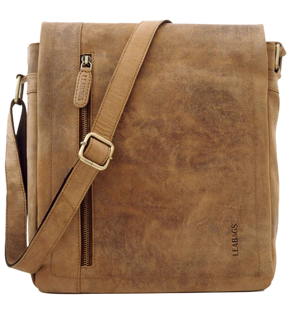 LEABAGS Berlin shoulder bag made of real buffalo leather in the vintage look (brown)