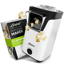 Liebfeld Popcornmaschine - Heißluft Popcorn Maker ohne Fett & Öl - Retro Küchen Gadget für Pop Mais mit Zucker, Salz - Cooler Snack Automat (Weiß)