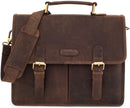 LEABAGS Oakland leather pocket I laptop bag up to 13 inches i messenger bag made of real buffalo leather i in the pocket i vintage leather bag i office bag i 33x26x12cm i nutmeg