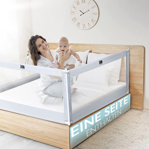 Kids Supply Bettgitter [150x80cm ] - Sicheres & höhenverstellbares Bettschutzgitter [70-90cm] - Rausfallschutz Bett für Kinder Bett & Elternbett [Eine Seite]