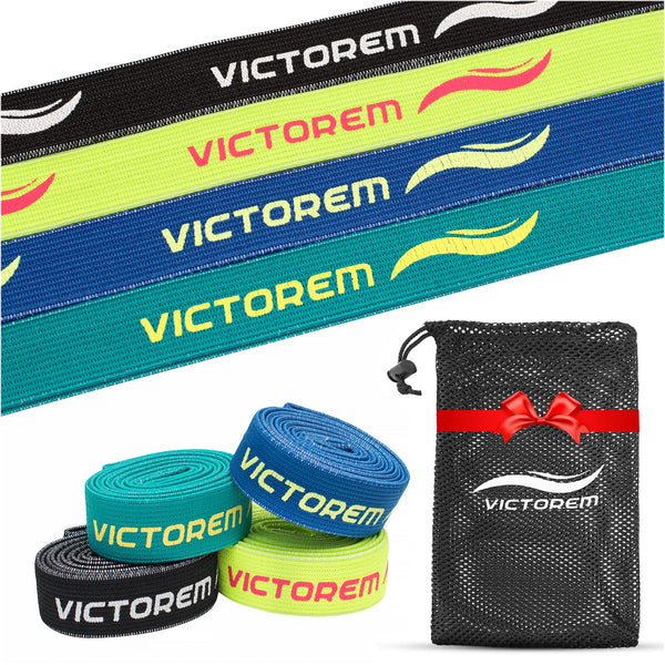 Victorem Pull up tapes - set with 4 fabric resistance bands for stretching, pull -ups and therapy