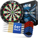 DartPro - DAS ORIGINAL - Dartscheibe mit Pfeilen - Profi Steeldartscheibe aus hochwertigstem Sisal - Dartboard inkl. Montageset - Dart Scheibe mit 6 Gratis Dartpfeilen